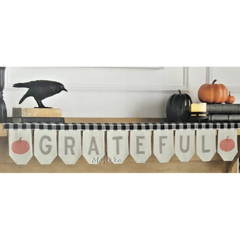 Rachel Ashwell Thanksgiving Grateful Mantle Scarf Banner Fall Autumn 10.5x84"
